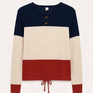 No Boundaries Colorblock Crewneck Sweater - Navy, Cream, Rust
